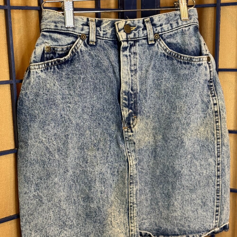 💫 Vintage 90s Acid Wash High Rise Denim Skirt Sz M